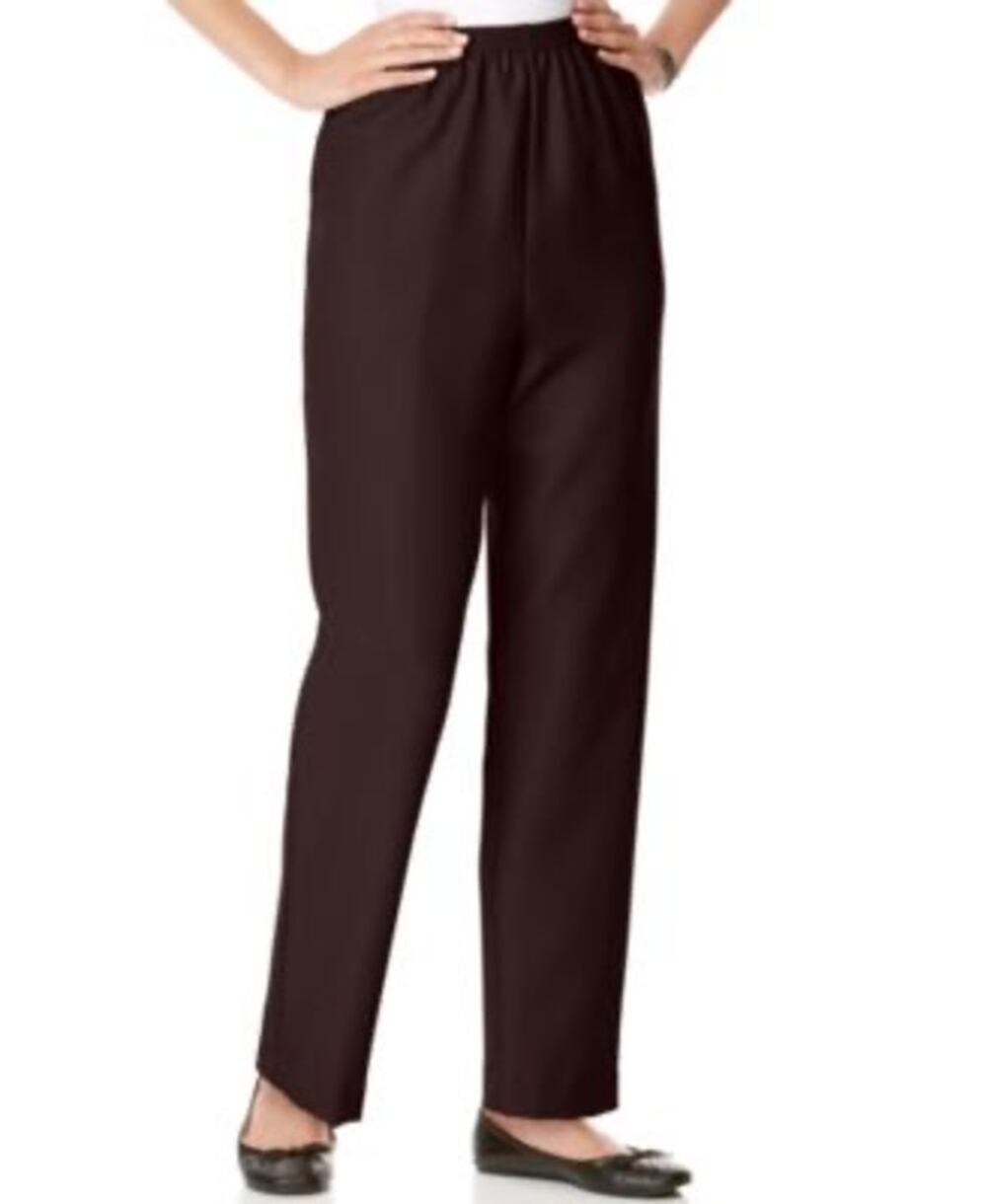 NWT Alfred Dunner Brown Classic Fit Pull On Elastic Waist Dress Pants M